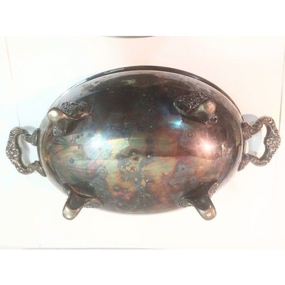 Silver Plate Lidded Regency Style Soup Tureen Serving Bowl - Picture 9 of 10